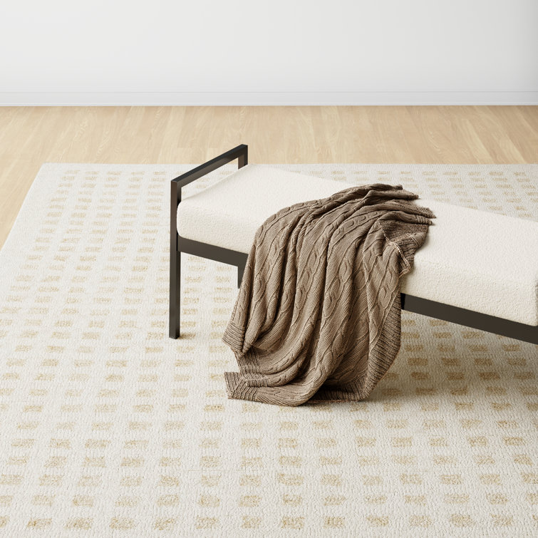 Handmade Ivory Wool & Synthetic Tufted Rectangular Rug