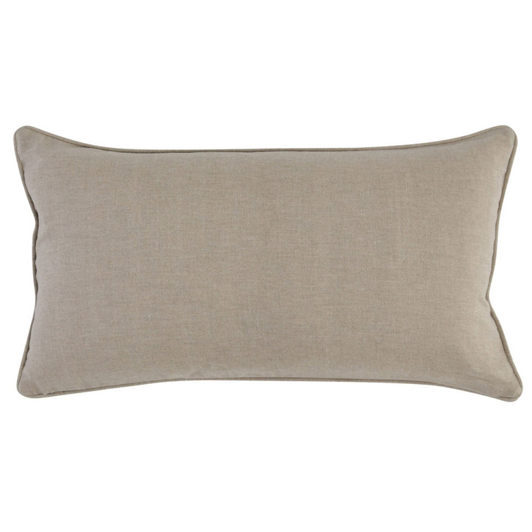 Kamia Beige Linen Lumbar Throw Pillow