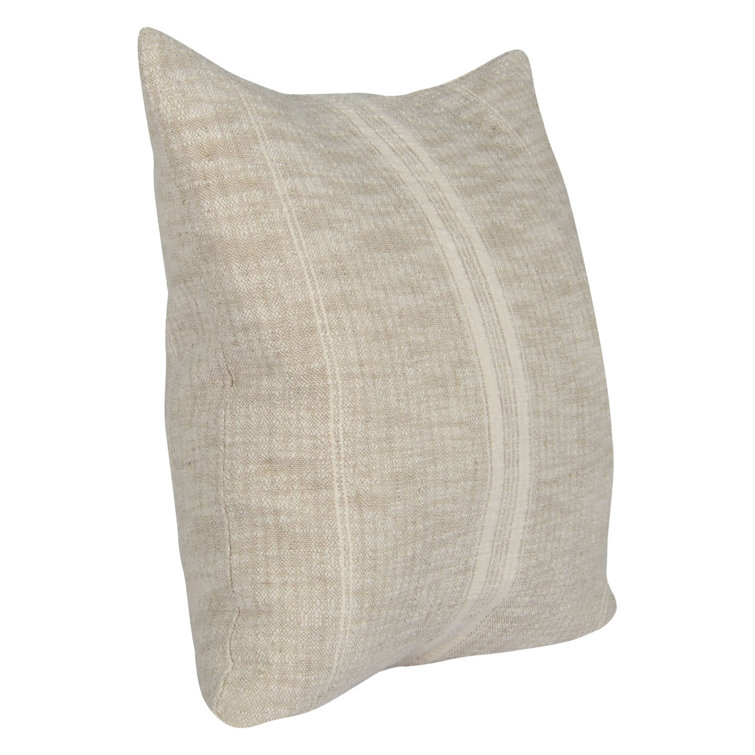 Tia Natural Ivory Woven Stripe 22" Square Throw Pillow