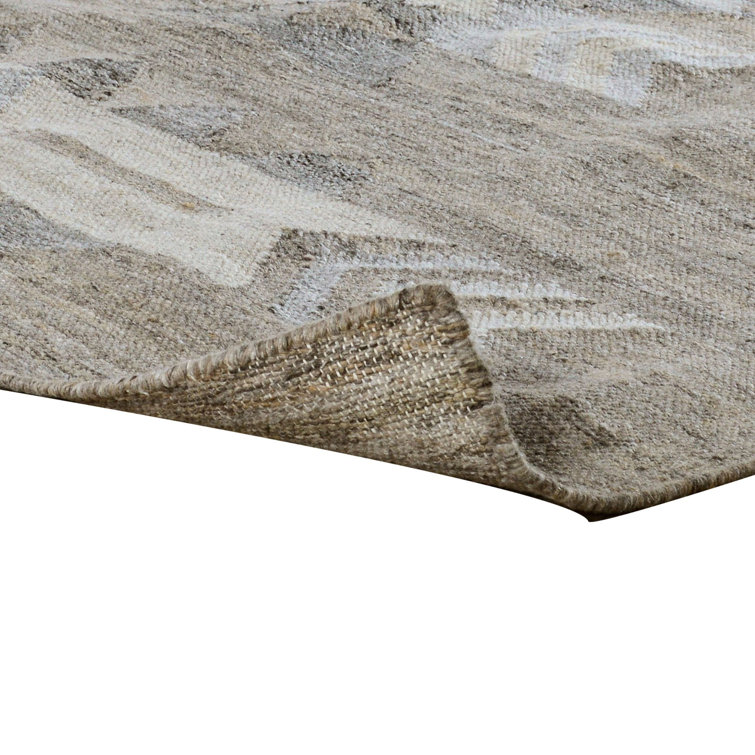 Gray and Beige Handwoven Synthetic 9' x 12' Area Rug