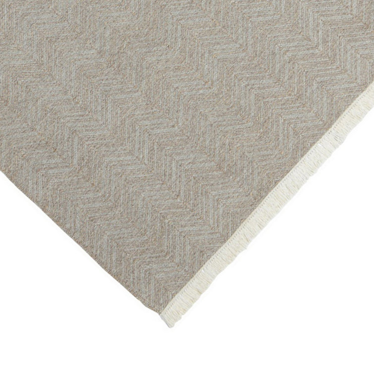Light Grey Herringbone Handwoven Reversible 4' x 6' Rug