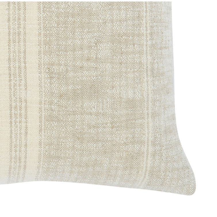 Tia Natural Ivory Woven Stripe 22" Square Throw Pillow