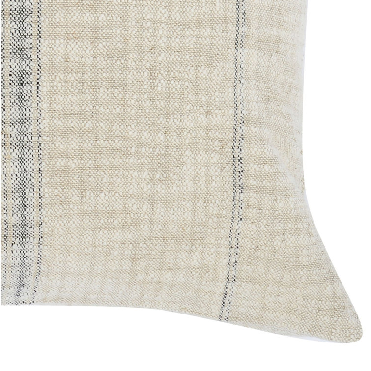 Tia 16"x36" Natural Black Cotton Linen Throw Pillow