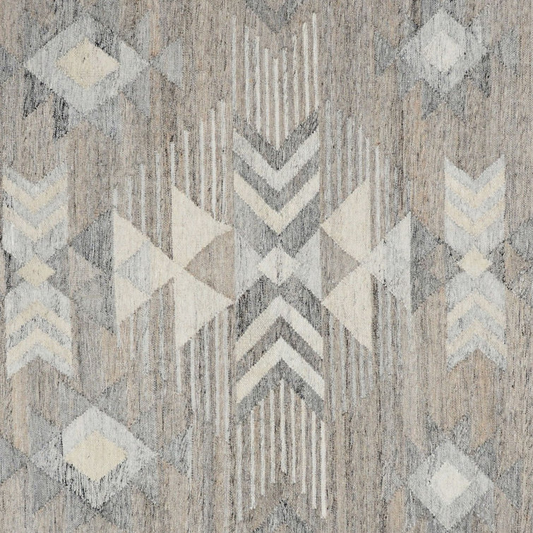 Gray and Beige Handwoven Synthetic 9' x 12' Area Rug