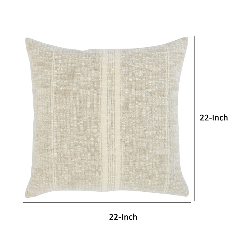 Tia Natural Ivory Woven Stripe 22" Square Throw Pillow