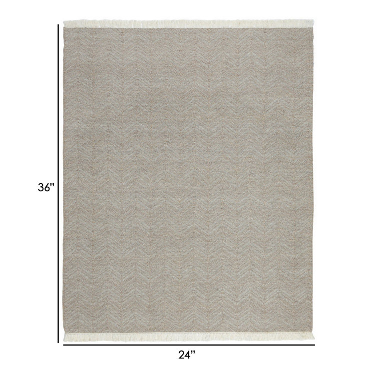 Light Grey Herringbone Handwoven Reversible 4' x 6' Rug