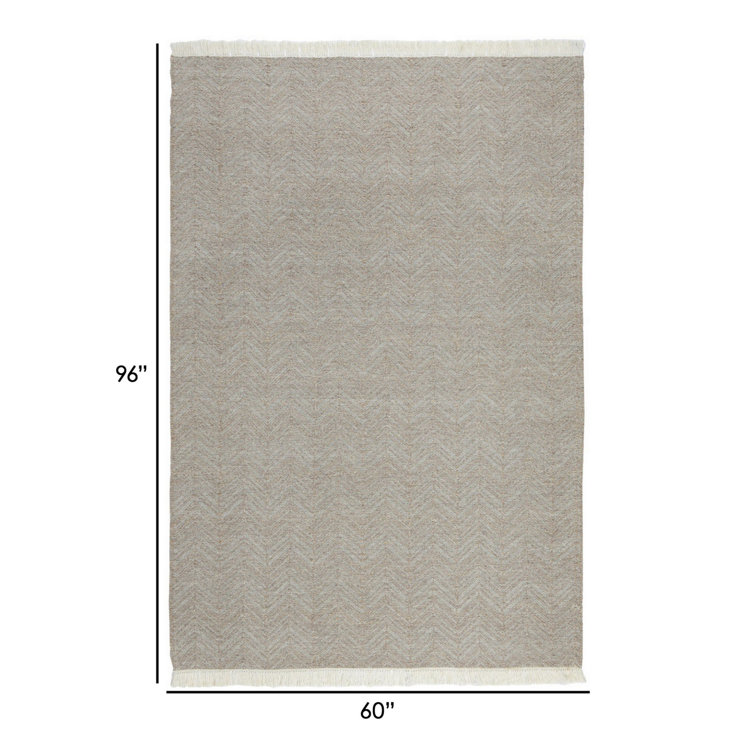 Dune Gray Herringbone Flat Woven 5' x 8' Indoor/Outdoor Rug