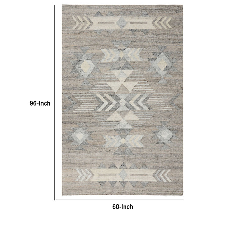 Gray and White Rectangular Handwoven Synthetic Area Rug 9' x 12'