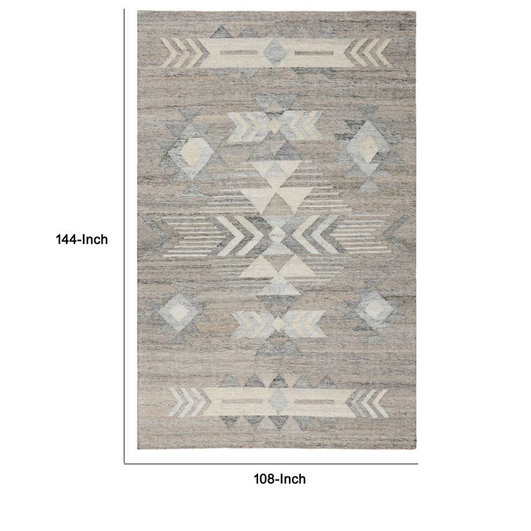 Gray and Beige Handwoven Synthetic 9' x 12' Area Rug