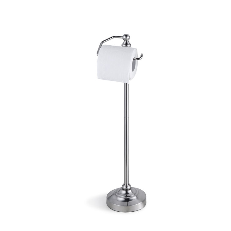 Deluxe Satin Nickel Free Standing Toilet Paper Holder