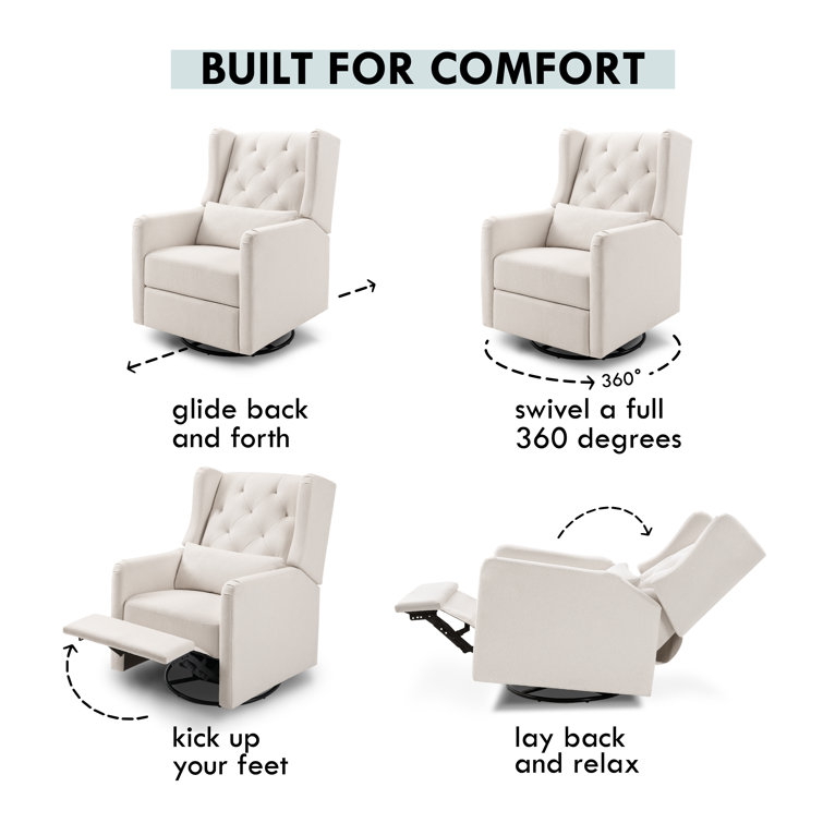 Cream Eco-Weave Swivel Recliner with Tufted Back