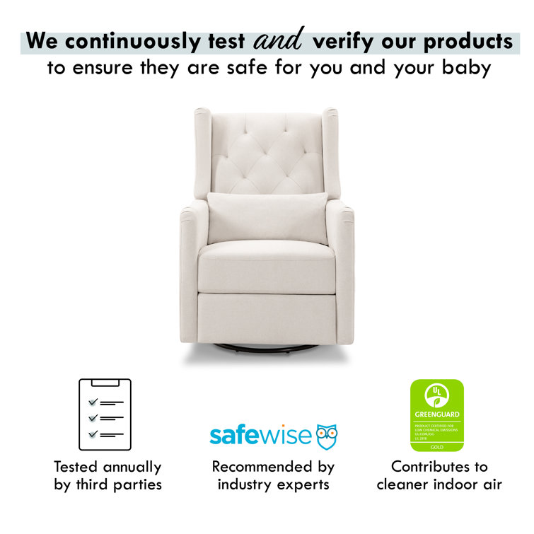 Cream Eco-Weave Swivel Recliner with Tufted Back