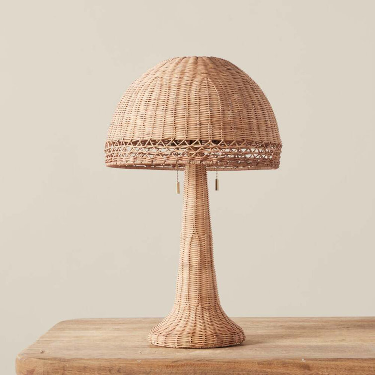 Augusta Woven Rattan Coastal Table Lamp in Light Brown