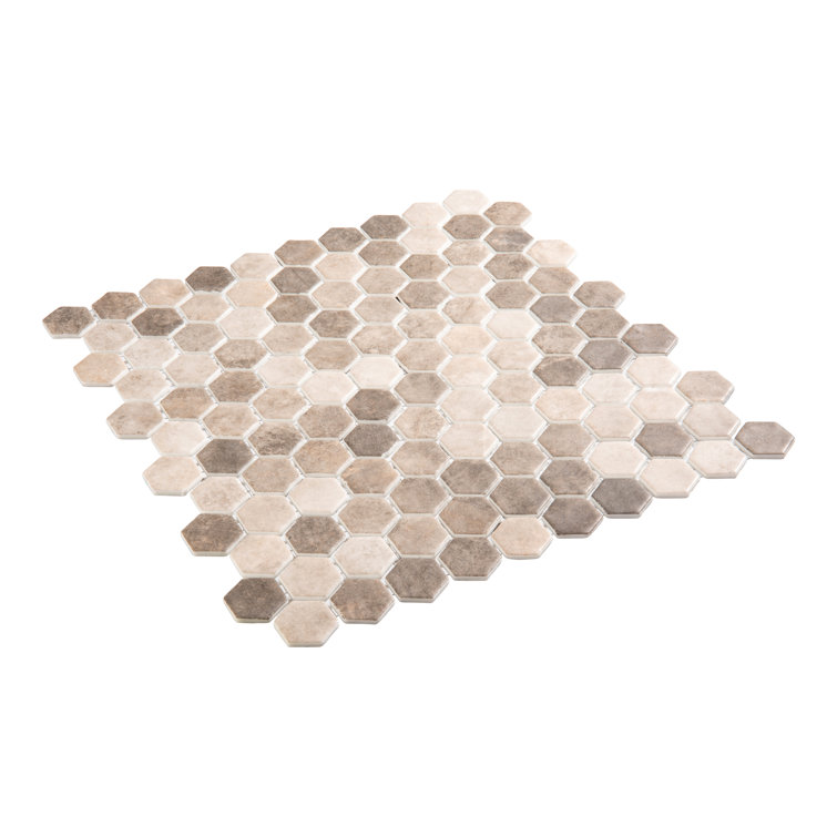 Trillion Brown Matte Hexagon Glass Mosaic Tile
