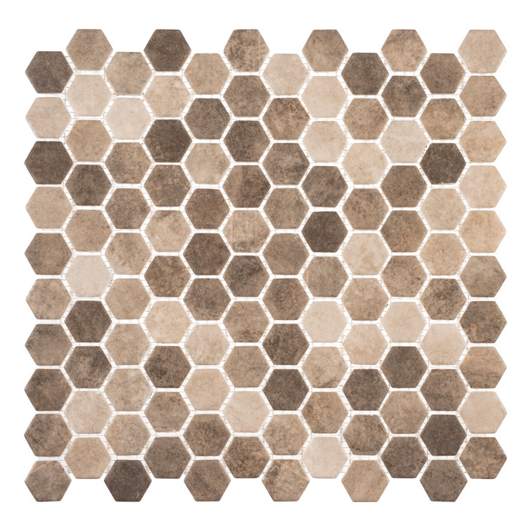 Trillion Brown Matte Hexagon Glass Mosaic Tile