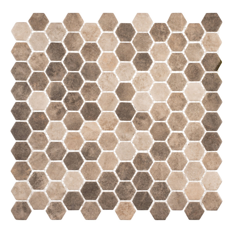 Trillion Brown Matte Hexagon Glass Mosaic Tile