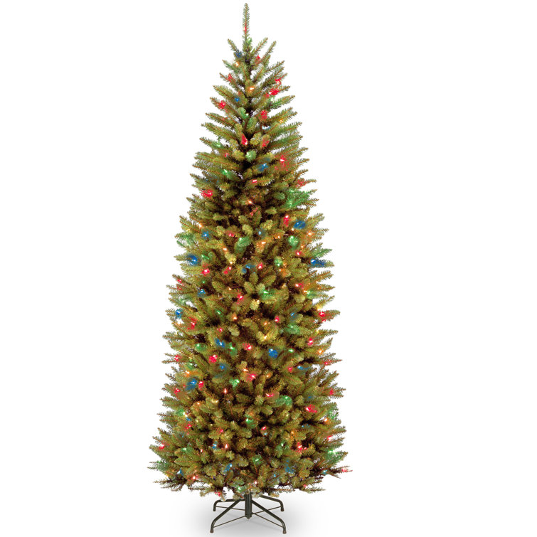 7.5ft Slim Kingswood Fir Pre-Lit Christmas Tree with Multicolor LED Lights