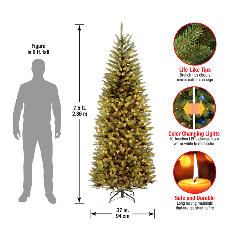 7.5ft Slim Kingswood Fir Pre-Lit Christmas Tree with Multicolor LED Lights