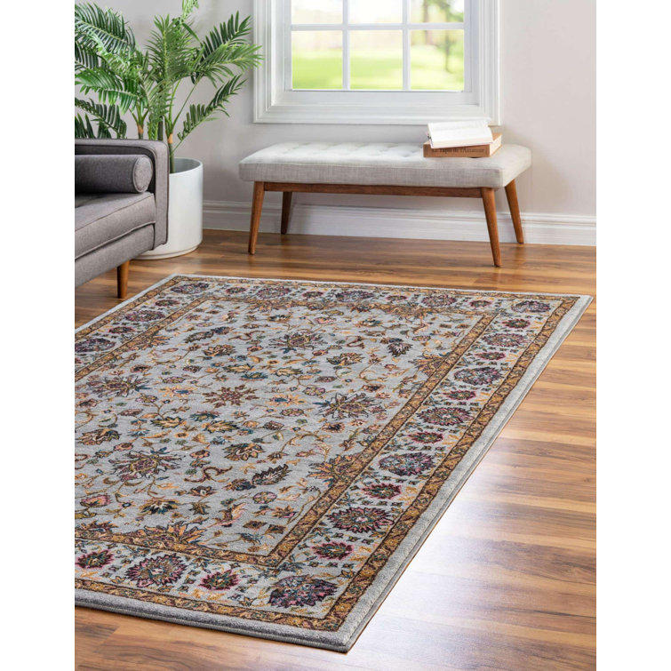 Gray Synthetic Medallion Flat Woven Rectangular Rug