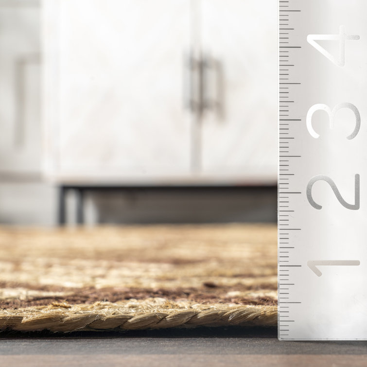 Brown and Beige Jute Art Deco 9' x 12' Area Rug