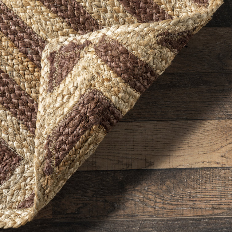 Brown and Beige Jute Art Deco 9' x 12' Area Rug