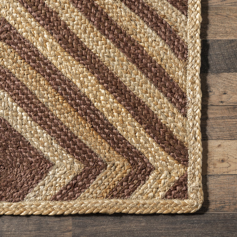 Brown and Beige Jute Art Deco 9' x 12' Area Rug