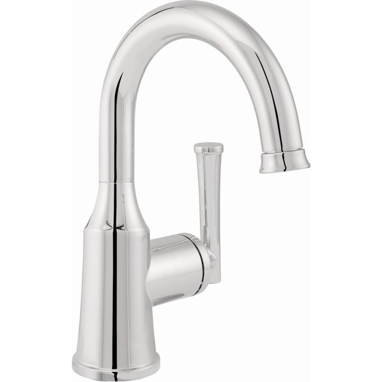 Polished Chrome Single-Hole Bathroom Faucet with Drain Assembly
