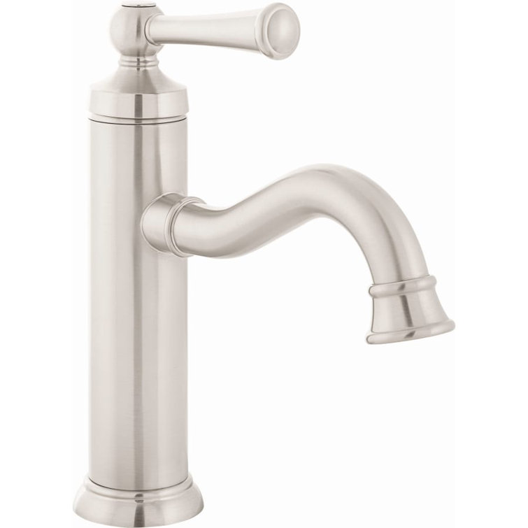 Brushed Nickel Single-Hole Bathroom Faucet with Drain Assembly