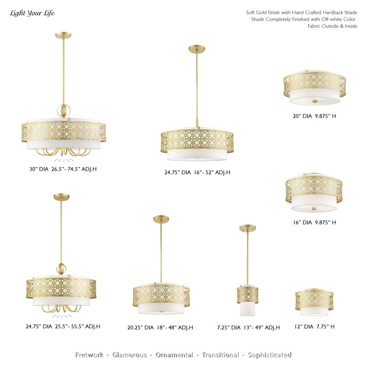 Calinda Soft Gold Drum LED Semi-Flush Mount with Handcrafted Shade