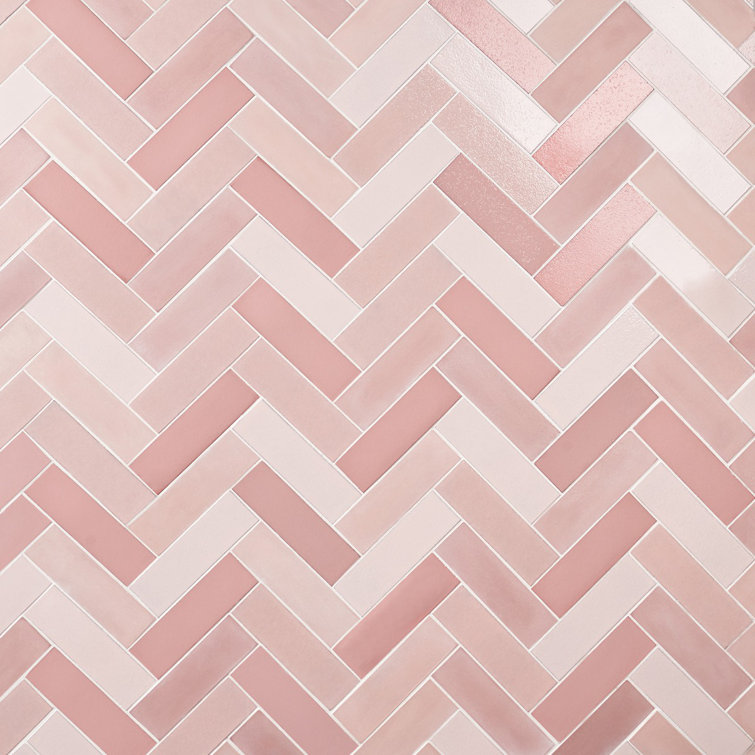 Terra Blend Pink Multi-Finish Lava Stone Subway Wall Tile
