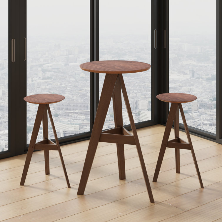Rosheka Dark Brown Solid Wood Backless Counter Stool Set