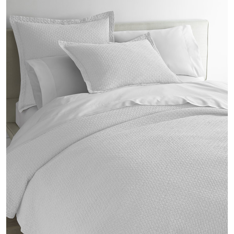 Juliet Basket Weave White Cotton Queen Coverlet