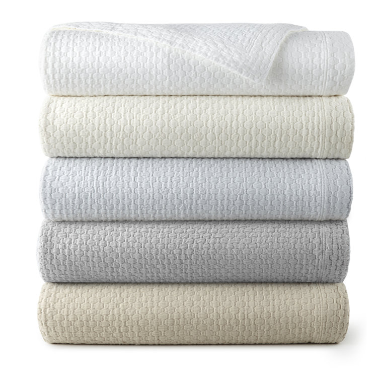 Juliet Basket Weave White Cotton Queen Coverlet