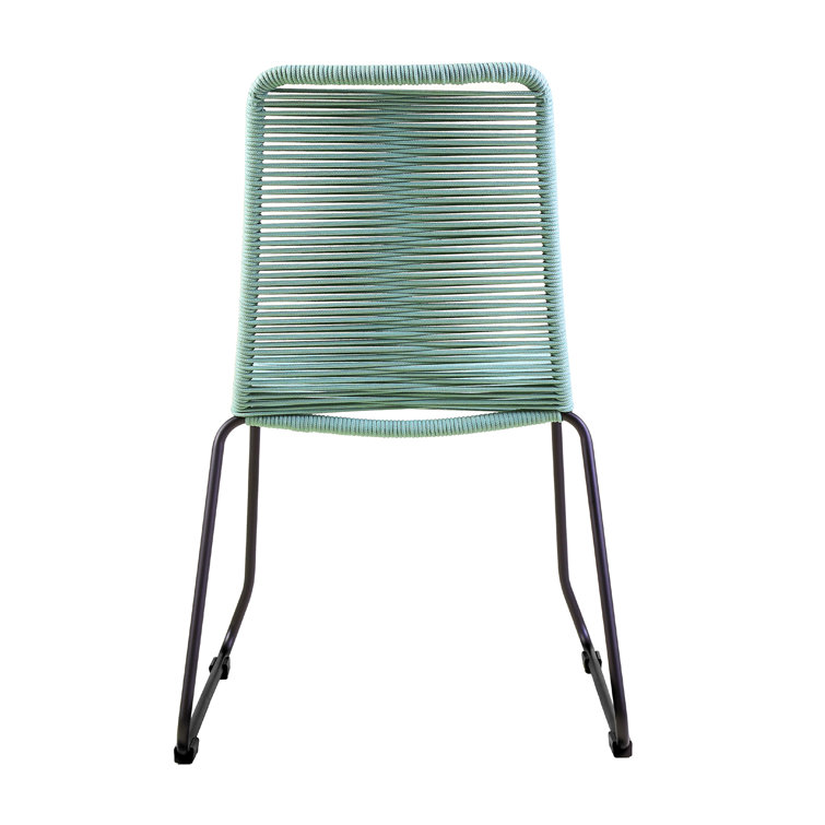 Wasabi Green Wicker Outdoor Stacking Dining Chairs, Set of 2