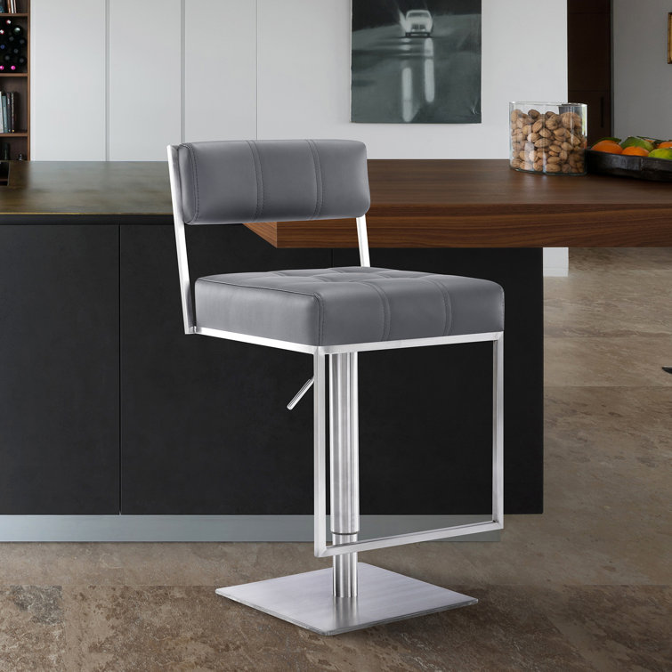 Michele Contemporary Gray Faux Leather Adjustable Swivel Stool
