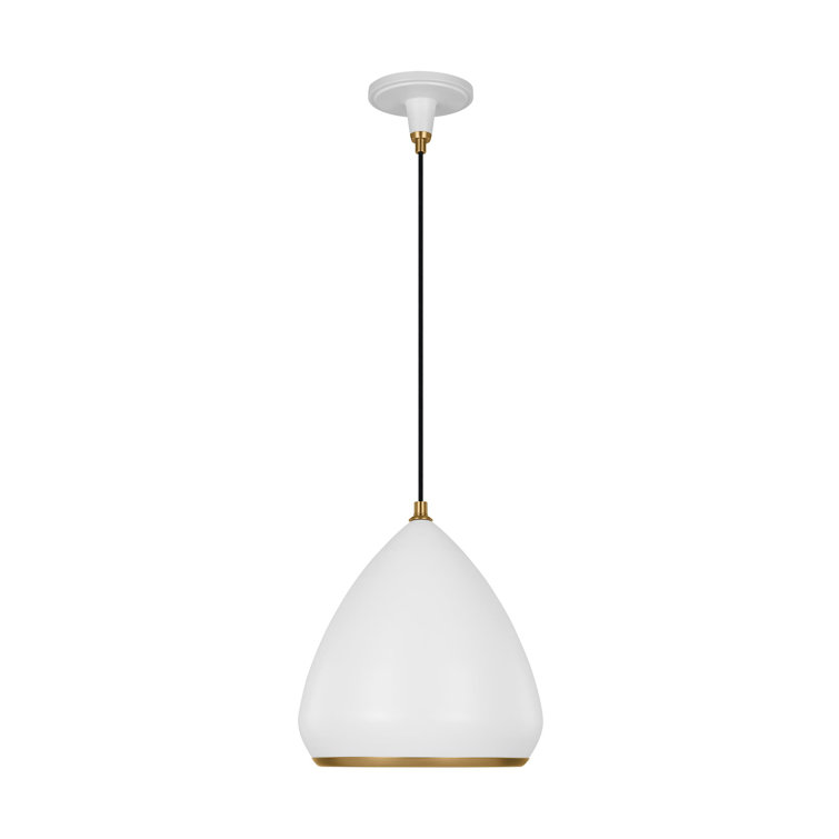 Matte White Teardrop Pendant Light with Aged Iron Shade