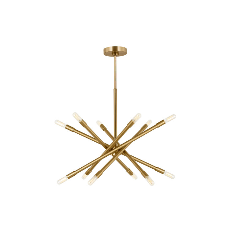 Burnished Brass 12-Light Sputnik Chandelier with Adjustable Arms