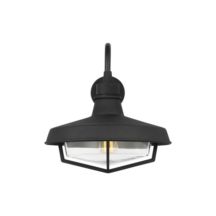 Textured Black Steel Outdoor Wall Light with Clear Glass Shade