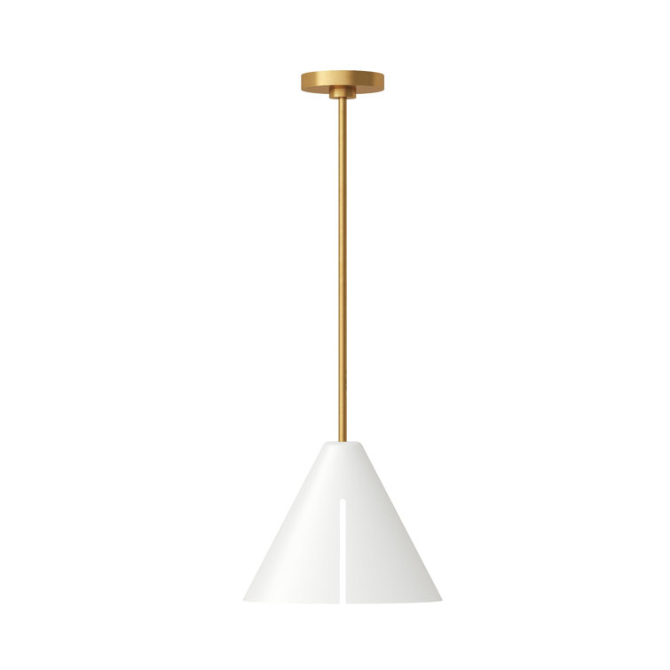 Matte White and Burnished Brass LED Pendant Light