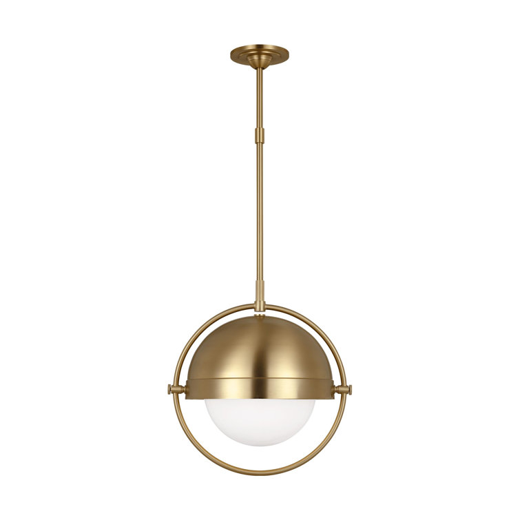 Burnished Brass Globe Pendant with Milk White Glass Shade