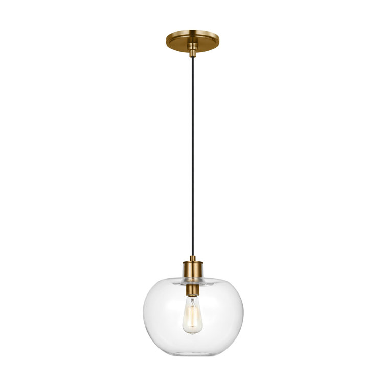 Burnished Brass Globe Pendant Light with Clear Glass Shade