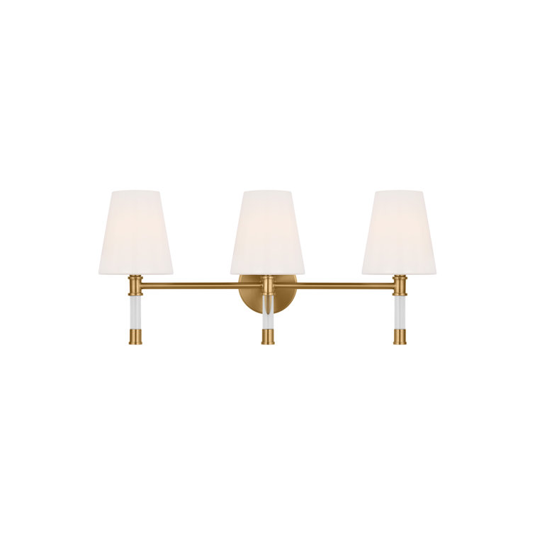 Hanover 3-Light Burnished Brass Vanity Light with Milk Glass Shades