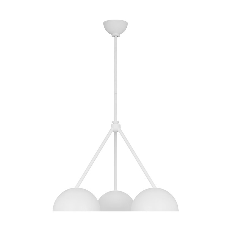 Beaunay White Cast Plaster 3-Light Chandelier