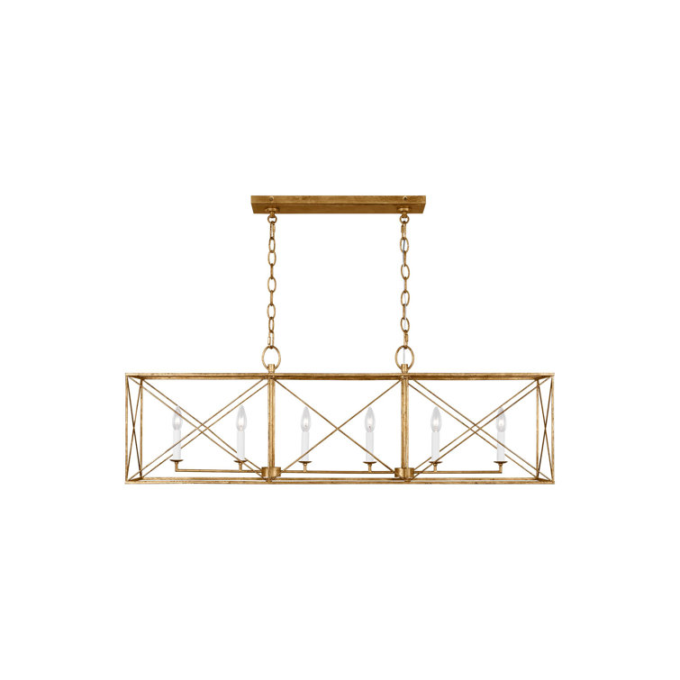 Antique Gild Rectangular Gold 6-Light Kitchen Island Pendant