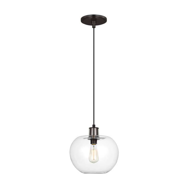 Aged Iron and Clear Glass Globe Pendant Light