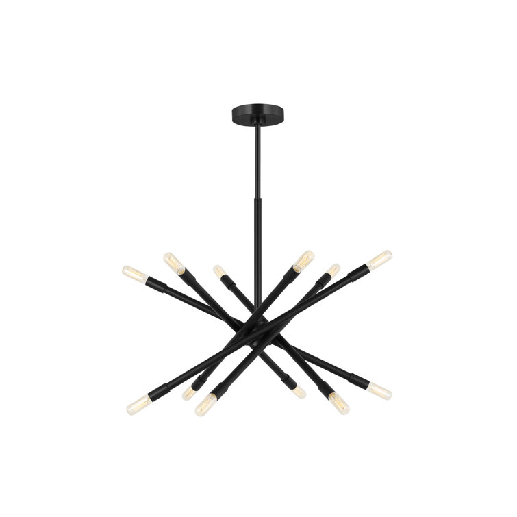 Midnight Black 12-Light Sputnik Chandelier with Adjustable Arms