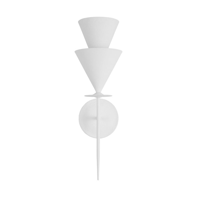 White Cast Plaster Single Light Wall Sconce