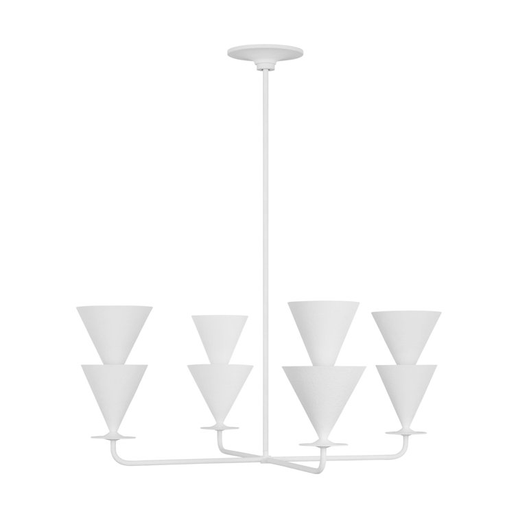 White Cast Plaster 4-Light Cone Chandelier
