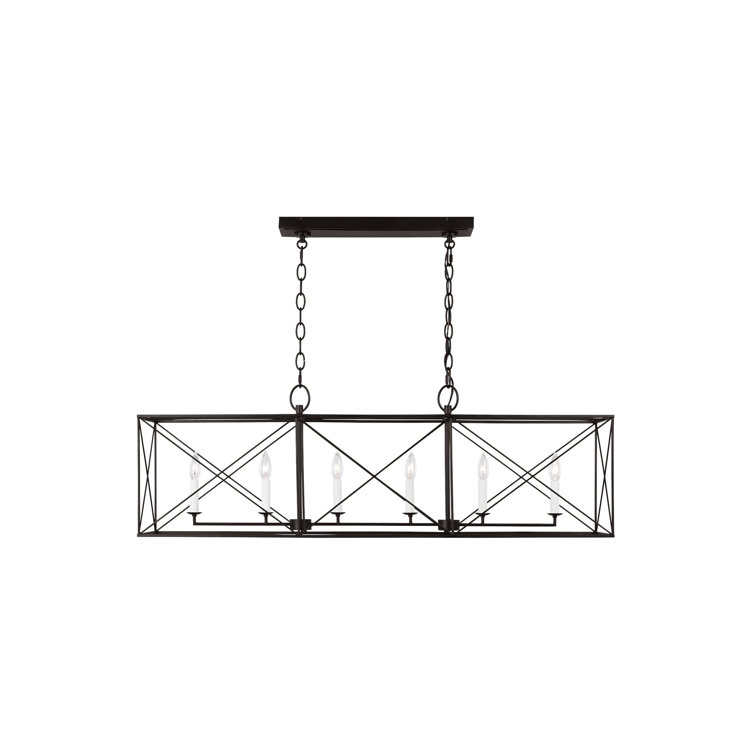 Aged Iron 6-Light Rectangular Candle Chandelier