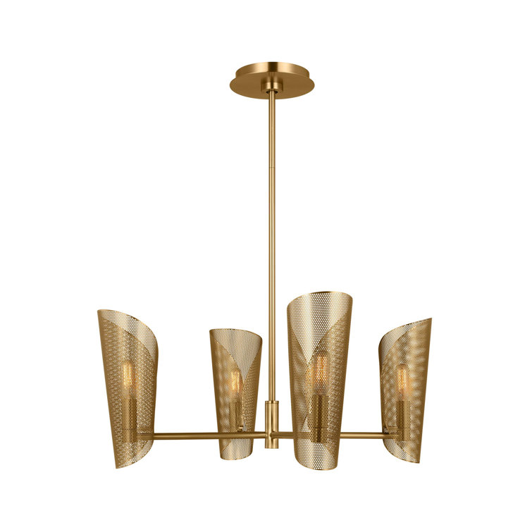 Burnished Brass 24" Conical Shade Chandelier